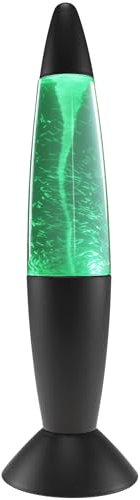 LED Lavalampe Grün Lichtstrudel verschiedenen Farben RGB - 37cm, Stromkabel oder Batterien Betrieb schwarzer Kunststoff Retro Tischlampe - Wachs Retro Astro Lampe Licht