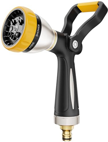 FANHAO Stile Pompiere Pistola da Giardino con 8 motivi, Pistola per Innaffiamento Metallo, ugello per tubo da giardino in lega di zinco ad alta pressione per irrigazione di piante, lavaggio auto