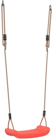 ** vidaXL Outdoor Swing Seat for Kids - Ergonomically Designed, Non-Slip Ridge Surface, Adjustable Rope Height, Weather- PE, Red - 37 x 16 x 9 cm - Max Load 50 kg