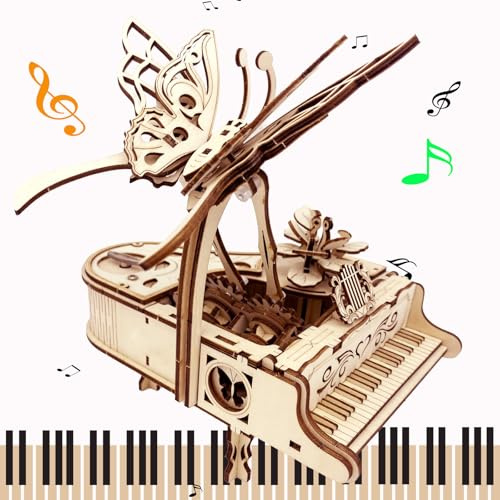 3D-pussel för vuxna - fantastiskt gör-det-själv-kit för att bygga ett piano speldosa för vuxna modelleringskit mekaniskt pussel i trä