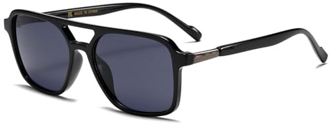 YAMEIZE Lunettes de Soleil Classiques Rectangle à Double Pont - pour Femmes Hommes Rétro 70s Pilot Carré Vintage Lunettes Conduite en Extérieur