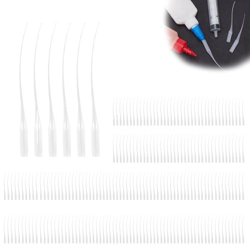 SHENGYIG Micro Embouts de Colle Embouts, 300 Pièces Sortie de Colle 0,3 mm Compte-Gouttes Longue Bouche, Micro-Embouts de Bouteilles de Colle, pour Fabrication Modèles DIY, Remplissage Trous