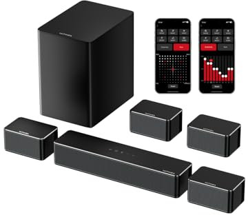 ULTIMEA Poseidon D70 7.1 Soundbar für TV, Surround Sound System mit Subwoofer & 4 Lautsprechern, 410W Heimkino Anlage mit APP-Steuerung, Kino Sound für Fernseher