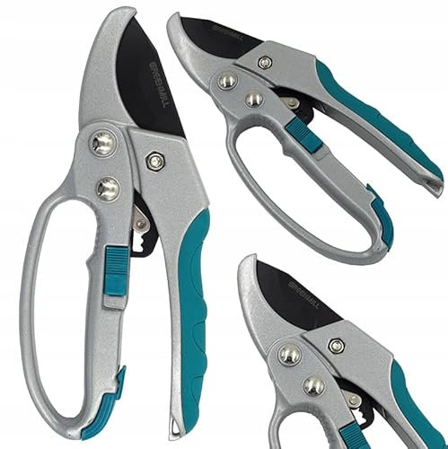 Professional Ratchet Anvil Pruning Shears | Teflon-Coated Blade, Ergonomic Aluminum Handle, Durable Design | Garden Clippers for Flowers, Shrubs & Branches