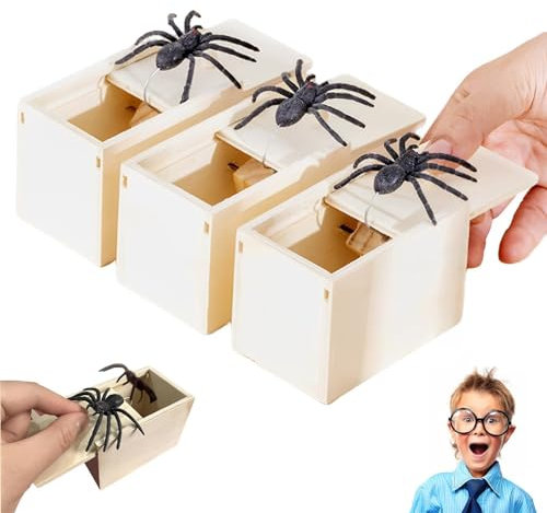 MOAZIFI 3 Stück Spider Prank Box, Scherzartikel Für Erwachsene Kinder, Lustige Überraschung Mit Spinne, Spinne In Box, Box Mit Spinne, Ideal Für Kinder Erwachsene Party Favors Gifts, Prank Artikel
