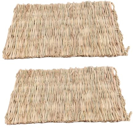 CIYODO Tappeto Intrecciato in Paglia per Criceti e Porcellini D'india 2 Pezzi, Materiale Naturale Beige in Foglie di Mais per Gabbia Interna e Lettiera Confortevole