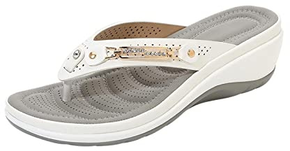 AEGJEGVD Tongs Femme Mode Orthopédique Confortable Soutien Voûte Plantaire Tongue Legere Yoga Mat Été Plage Piscine Flip Flop Douche Antidérapante Caoutchouc Semell Sandales Mode Femme Talon Compensé