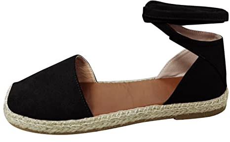 Espadrillas Donna Zeppa Scarpe Classiche con Punta Morbido Fibbia O Cinturini alla Caviglia Espadrillas Chiuse Ciabatte Plateau Basso Sandalo Comode Basso Donna Casual Sandali Estive Lacci