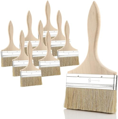 9 stycken 120 mm penslar målarborstar set platt pensel glasyrpensel bred lack pensel träpensel färgpensel för färger, lack, målningsbehov, målning, betning, lim, träolja, gör-det-själv