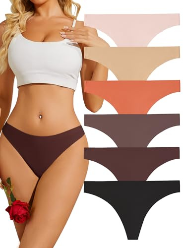 ANSUKOO String Tanga Femme sans Couture de 6,Slip Invisible sans Couture,Seamless Slip Femme,Sport Women Thong Underwear Microfibre,sous-vêtements Multipack Bresilien,Confortable Panties Lot