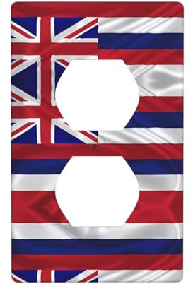 Phayah Placa de pared dúplex con patrón de bandera de Hawái, tamaño estándar, policarbonato termoplástico, doble enchufe