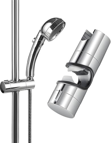 HUVZOR 1 Pieza Soporte Ducha, Soporte Alcachofa Ducha Ajustable 20-25mm ABS Alcachofa de Ducha Deslizante Repuesto para Cabezal Cursor Brazo de sujeción 360° Rotar Bracket(Plata)