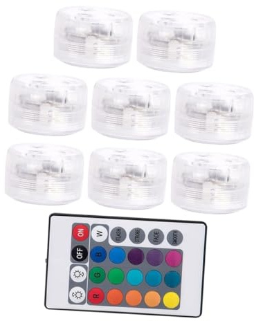 Gogogmee Luces Led Sumergibles para Piscinas con Control Remoto, 8 Unidades RGB Impermeables Ip68 De Abs Transparente, Iluminación Subacuática para Estanques y Fuentes, Luces De Piscina Nocturnas