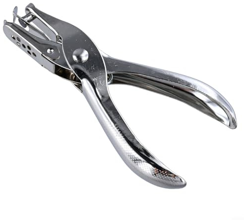 Alicates de perforación de metal de un solo agujero con tamaño de agujero de 3 mm/6 mm para manualidades de papel y tarjetas de identificación, color plateado, herramienta manual de 130 mm (diámetro