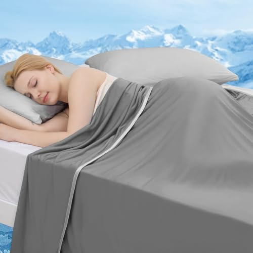 Marchpower ARC-Chill® Manta de enfriamiento de Verano, 150 x 200 cm, Gris | con sensación fría Q-MAX>0,5 Manta Verano de Doble Cara para Cama sofá de Viaje