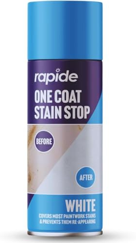 Nain's One Coat Stain Stop Spray Paint White 400ml | Damp, Mould & Stain Blocker | Aerosol Primer for Walls, Ceilings, Wood & Brick | Quick Drying Matt Finish