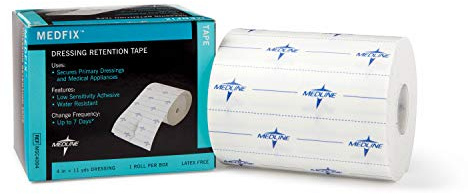Medline MedFix Dressing Retention Tape with S-Release Liner, Secures Primary Dressings and Medical Appliances, 4 x 11 yd