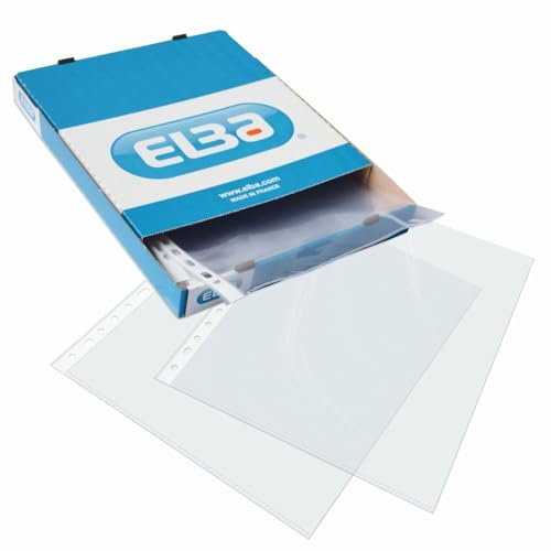 Elba, Caja de 100 Fundas A4 Polipropileno Multitaladro, Cristal Transparente