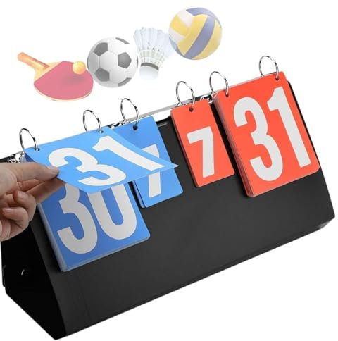 Jadeshay Anzeigetafel, 4-stellige Anzeigetafel Tragbare Anzeigetafel Fussball Anzeigetafel Sportanzeigetafel Tabletop Score Flipper für Tischtennis Basketball