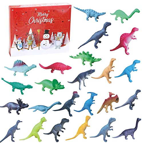 24 stycken adventskalender, dinosaurieleksaker, barn julkalender, adventskalender dinosaurier pojkar barn, jul dinosaurier leksak för pojkar flickor födelsedag