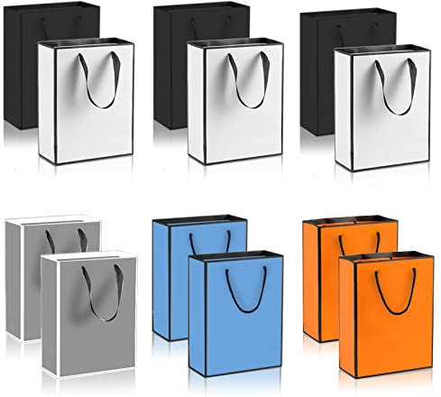 12 Stück Geschenktüten, 20X10X28cm Papiertüten mit Henkel, Papiertüten Geschenktüten Hochzeit Geburtstagsparty Kindergeburtstag Geschenktüten, Papiertüten Kindergeburtstag mit Henkel