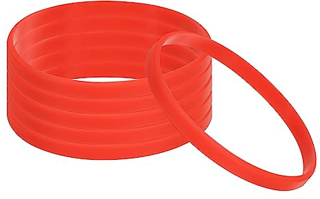 PATIKIL Silicone Bracelets, 6 Pack Colored Rubber Wristbands Blank Stretch Sports Bands for Adults Teen Sports Team Games, Red
