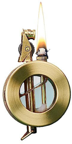 Syfunlv Retro Feuerzeug Kerosin Feuerzeug,Vintage Messing Feuerzeug,1.5 * 6.1cm sichtbare transparente Öltank-Feuerzeuge wiederverwendbarer Klein kreatives Feuerzeug, für Männer und Vater Geschenks