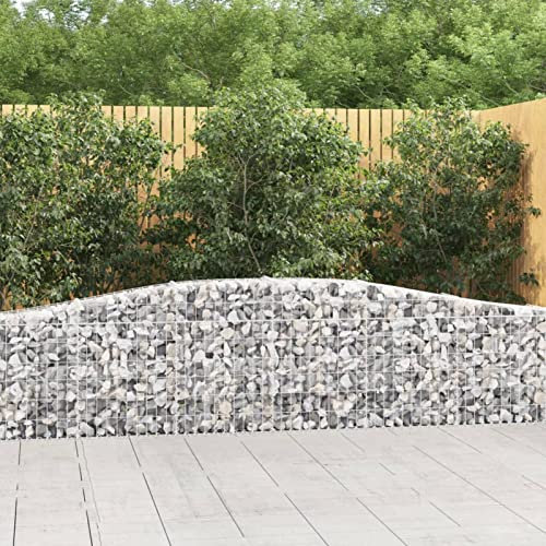 CIADAZ Gaviones con arco alto, 4 cestas de gaviones, jardinera elevada, cesta de piedra, rejilla de gaviones, espiral para hierbas, para jardín, cesta de alambre para plantas, 400 x 30 x 60/80 cm,