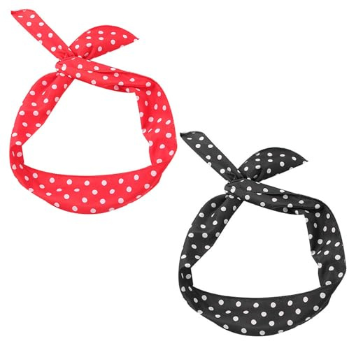 NYGGTYK Lot de 2 bandeaux Rock'n'Roll à pois - Style années 50 et 90 - Accessoire de cheveux pour femme