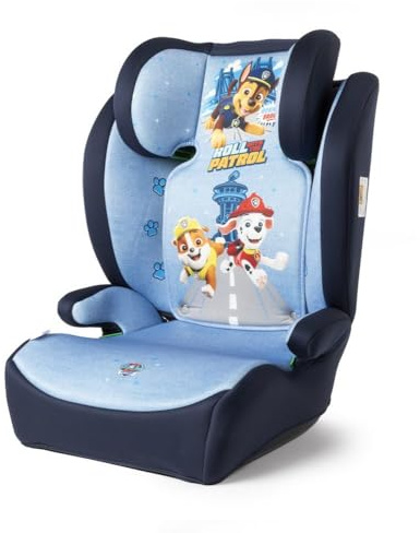 Tataway Paw Patrol Boy i-Size, Kindersitz 15-36 kg (3,5-12 Jahre), 100-150 cm, Gruppe 2/3, kann mit 3-Punkt-Gurt montiert werden, hellblau