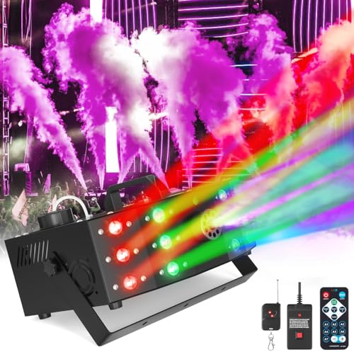 Hakuta 1000W DMX Fog Machine Smoke Machine with 12 LED Colorful Beam Light