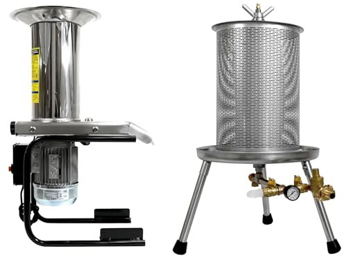 SET ANGEBOT: 20L Set ideal bis ca. 300kg Obst, bewährte Fischer 1,1kW Edelstahl Kernobst-Schneidemühle OME 500 Fruit-Shark + Fischer Hydropresse 20 Liter