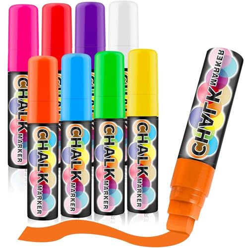 Celepen Window Chalk Markers for Cars Glass Washable, 8 Colors Jumbo Liquid Chalk Marker Pens with 15mm 3 in 1 Nib Wide Tip, Chalkboard Markers Car Window Paint Pen for Auto, Mirror, Poster, Business
