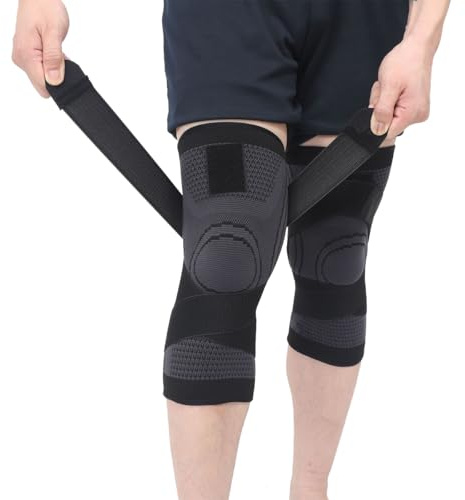 2 Pack Knee Wraps for Pain Relief, Knee Wrap Knee Compression Sleeve Knee Sleeves for Men Women Compression Knee Brace, Knee Band for Knee Pain Relief, Knee Brace for Arthritis Pain and Support (Black, Large)
