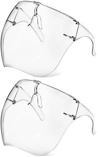 Gesichtsschutz mit Brille, Beschlagfreier Transparenter Klar Gesicht Visier für Frauen, Männer und Kinder, Ultraklar, Tropfen Spritzschutz Wiederverwendbar Schützende Kunststoffmaske (2, Transparenz)