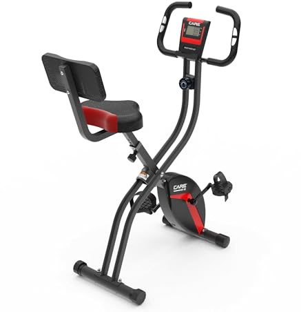 Care Fitness - Vélo d'Appartement Pliable - CV-315-7 Fonctions - Pédales Lestées & Sanglés pour un bon Maintien - 10 Niveaux de Résistance - Freinage Magnétique