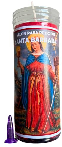 Velón de Santa Bárbara para Protección del Hogar y la Familia, Fuerza y Conceder Deseos | Velón de Petición con Aceite Litúrgico y Oración de 3 Días de Duración Aproximada.