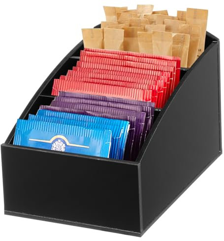 SOIMISS 3 Niveles Caja de Te Infusiones, Organizador de Infusiones en Acrílico, Para Té, Café, Especias, Encimeras de Cocina, Hotel o Café, Armarios, Despensa, Negro