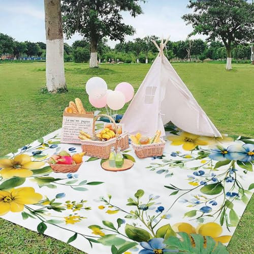 Surwin Tapis de Plage XXL Anti Sable, Couverture de Plage Imperméable Couverture Légère et Portable Tapis Extérieur pour Voyages,Camping, Vacances Pique Nique (Laurier Rose,150x150cm)