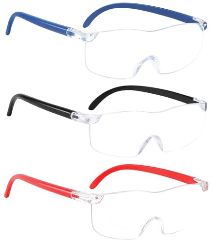 3 Pack Magnifying Reading Glasses, 3x, 5x, 8x Magnifying Glasses, Hands Free Magnifying Glass for Hobbies, Magnifiers for Visually Impaired, for Reading, Crafts, Jewelry Making, Close Work