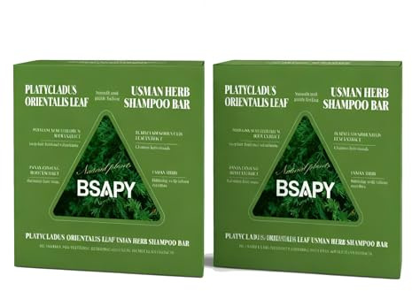 BSAPY Anti Hair Loss Shampoo Bar – DHT Blocker with Polygonum, Ginseng & Tea Tree, Strengthens Roots, Reduces Hair Fall, for Thinning Hair, Sulfate-Free, Herbal Hair Growth Soap 120g *2