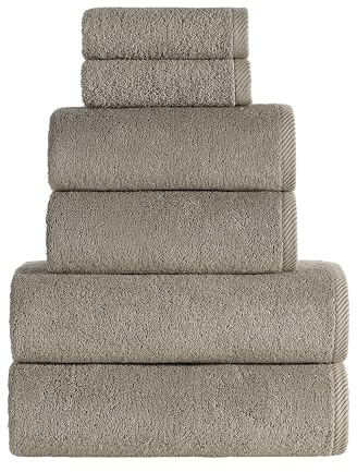 Roominess Handtuch Set aus 100% Baumwolle 6-teilig (30x50, 50x100, 70x140) – Weiche Badetücher & Gästehandtücher mit Aufhänger – Für Badezimmer, Sauna, Hotel & Airbnb (Beige)