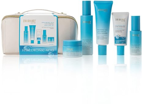 Hyaluronsyra ansiktsvård set 5 delar – anti-rynk hudvård med serum, dagkräm, nattkräm, rengöringsgel, toner SPF 50 solskydd – anti-åldring, hudvård hyaluronic aid presentset