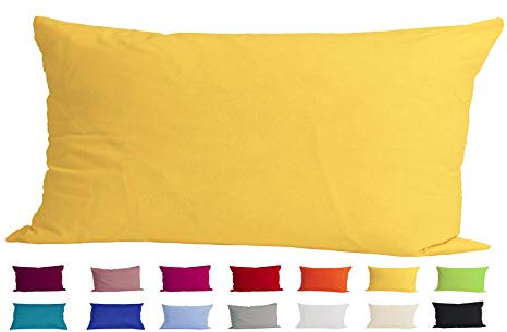 beties Basic Kissenbezug ca. 40x80 cm Kissenhülle 100% Baumwolle in vielen fröhlichen Uni-Farben (gelb)