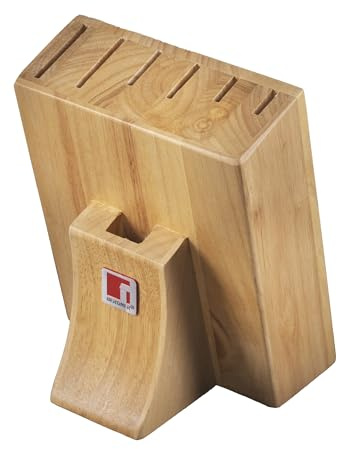 BERGNER Teka | Ceppo per Coltelli da Cucina | Misure da 18 x 14 x 24 cm | Fabbricato in Legno di Teka | Fori per Diversi Tipi di Coltello | Struttura Retta