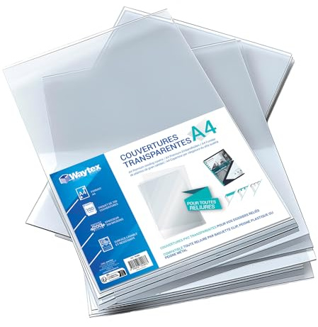 Lot de 100 Couvertures de Reliure A4 PVC Transparent Incolore 200 Microns – Transparentes et Brillantes pour Dossiers Reliés, Reliure Anneaux Plastiques, Métalliques ou Baguettes – Qualité Premium