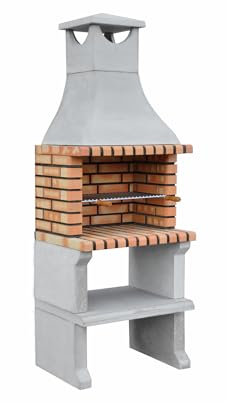 MOVELAR - Barbacoa de Obra Prefabricada de Leña y Carbón Modelo Nápoles XL (Gris, Naranja - 76 x 58 x 207 cm) REF: 3610/2 - Cocina de Exterior Compacta para Jardín, Terraza o Patio