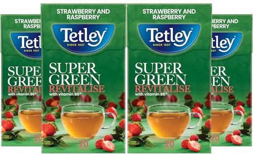 Tetley Super Green Tea Berry Burst Teabags, Pack of 6, 20-Count