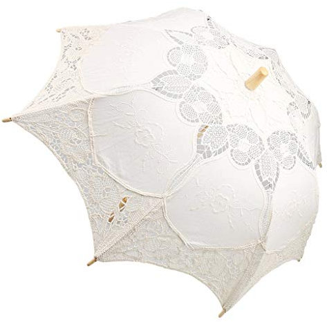 Tubayia Elegante Damen Sonnenschirm Spitzenschirm Brautschirm für Fotografiestütze Hochzeit Dekoration Geschenk