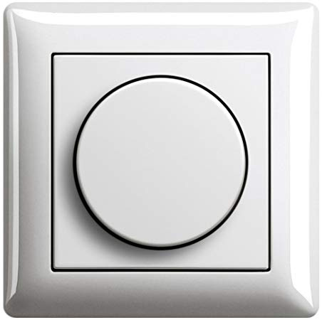 REV Ritter LED 5-100 Watt Unterputz Drehdimmer Dimmer PrimaLuxe + GIRA Rahmen 021103 und Dimmerscheibe 065003 reinweiß glänzend, Phasenabschnitt-Dreh-Helligkeitsregler, Glühlampe 25-300 Watt